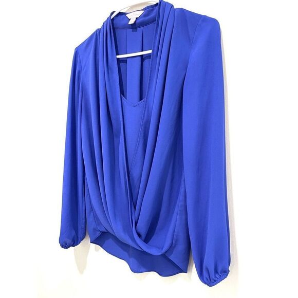 Lilly Pulitzer Size S Myah Long Sleeve Wrap Blouse Royal Purple Draped Relaxed - Picture 6 of 13